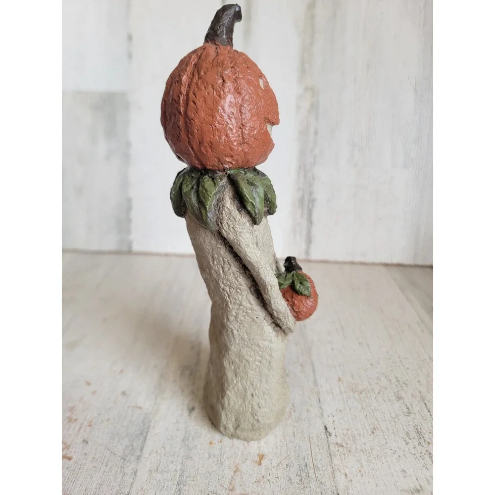 Vintage shabby chic pumpkin man folk art figure Halloween home decor